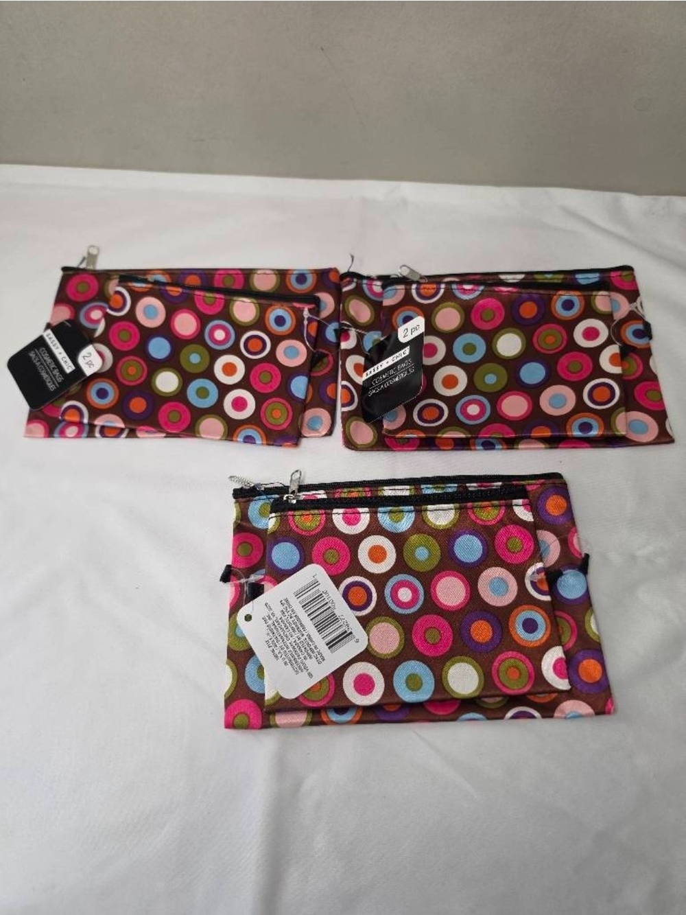 Multicolor Circle Print Zip Pouch - Women's Bag